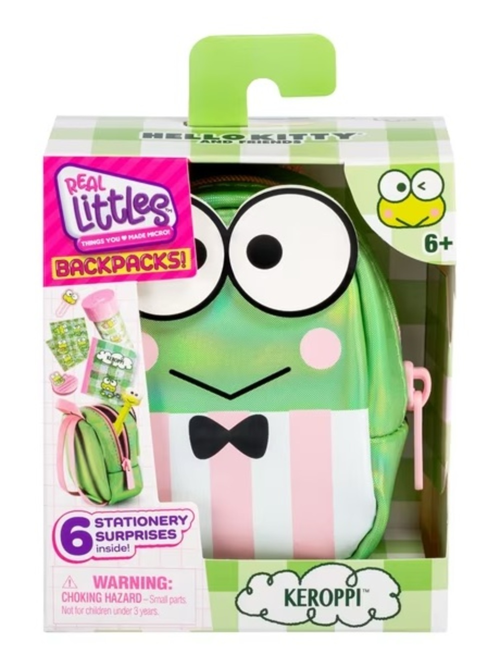 REAL LITTLES Keroppi Mini Green Backpack Filled With 6 Stationery Surpises NEW